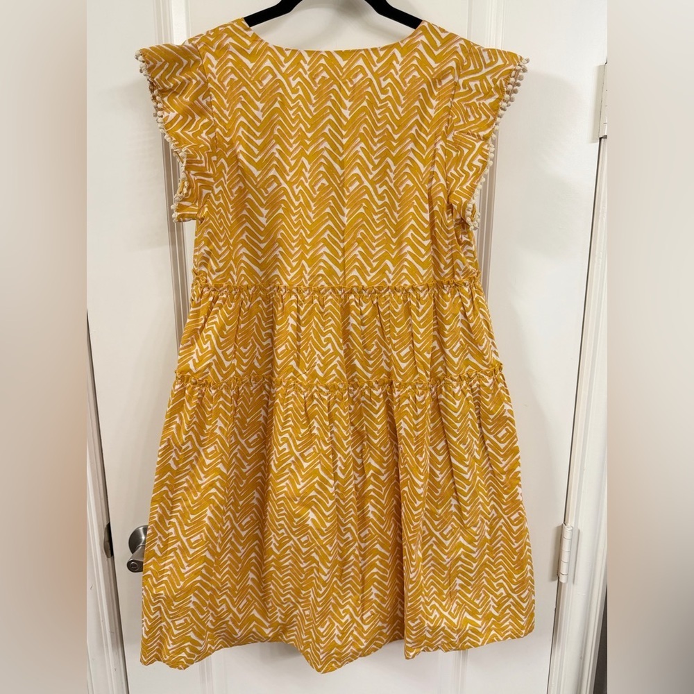 THML Yellow and White Chevron Women's Dress - Picture 3 of 5